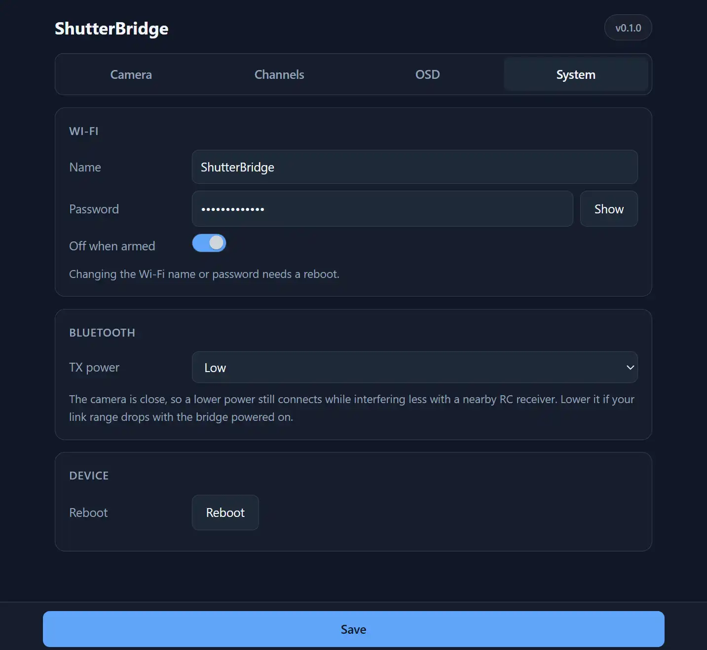 System tab