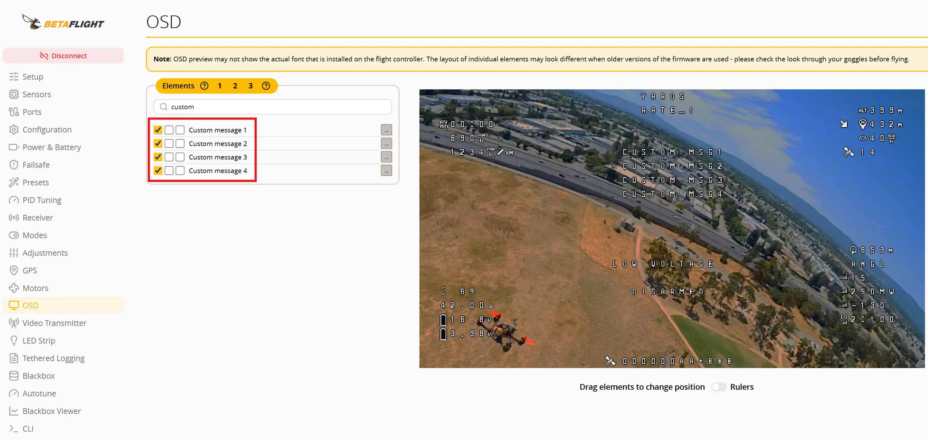 OSD tab setup